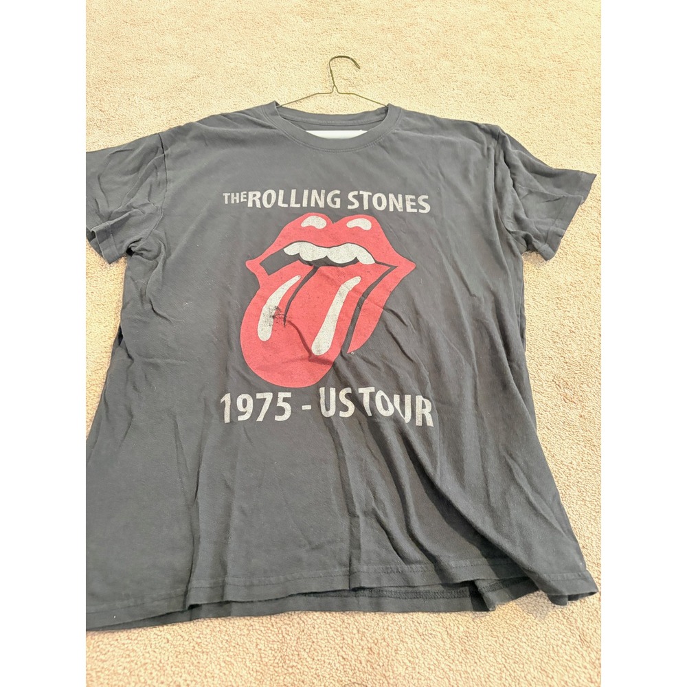The Rolling Stones 1975 US Tour Graphic T-Shirt Charcoal Gray XL Musidor 2021